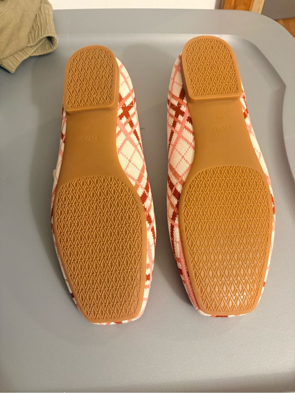 Vivaia brand Pink Plaid Mary Jane Flats with Buckle Strap, comfortable - Picture 4 of 5